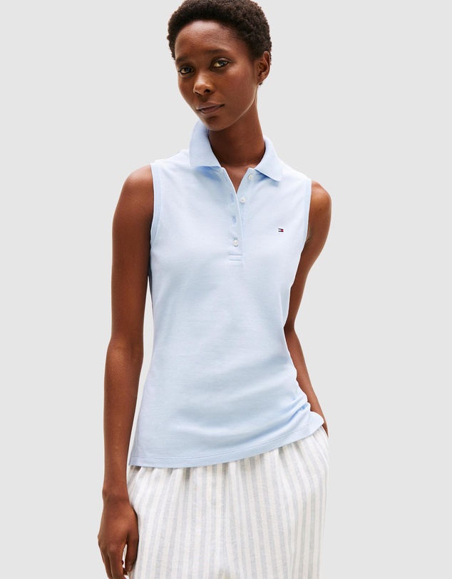 1985 Slim Fit Sleeveless Polo Shirt - Breezy Blue