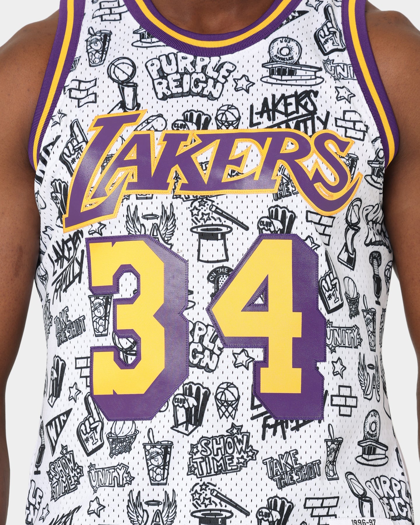 1996 Los Angeles Lakers Shaquille O'Neal #34 Doodle Swingman Jersey slider