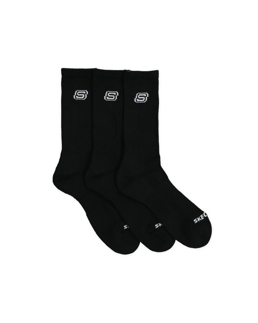 3pk 1/2 Terry Ribbed Crew Socks - BLACK slider