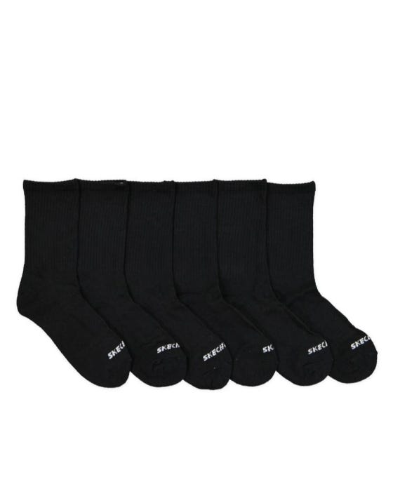 3pk 1/2 Terry Ribbed Crew Socks - BLACK slider