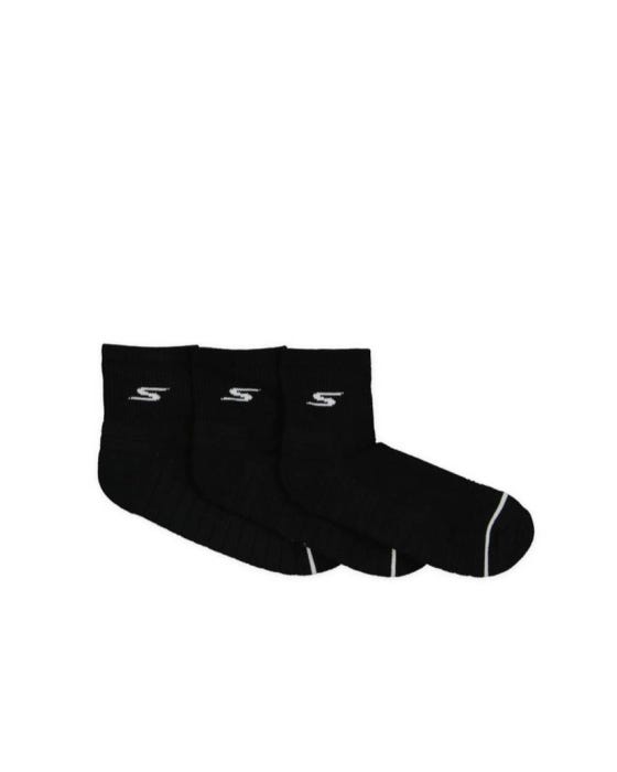 3pk Extended Terry Qtr Crew Socks - BLACK slider