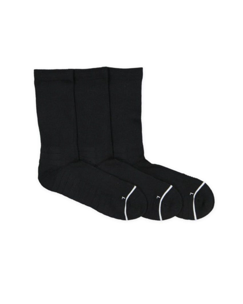 3pk Half Terry Crew Socks - BLACK slider