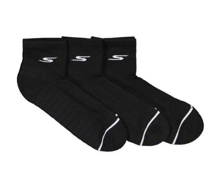 3pk Half Terry Premium Performance Quarter Socks - BLACK slider