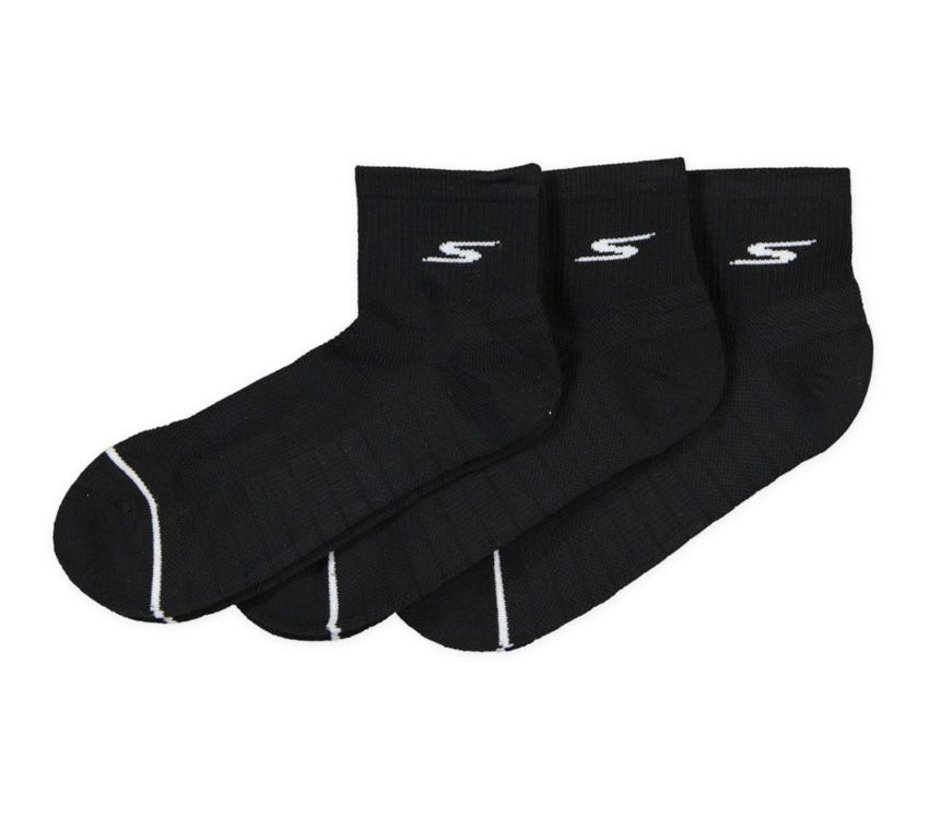 3pk Half Terry Premium Performance Quarter Socks - BLACK slider