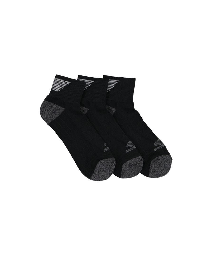 3pk Half Terry Quarter Crew Socks - BLACK COMBO slider