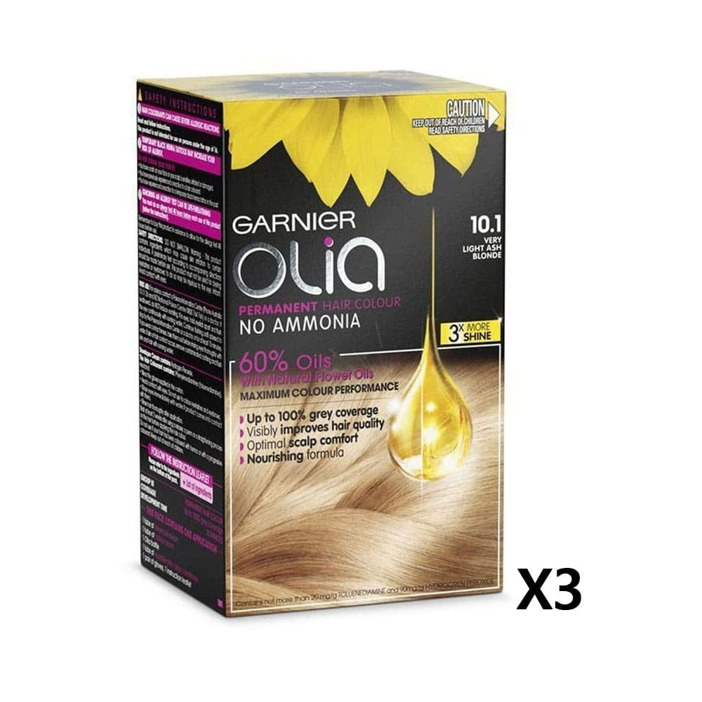 3x Garnier Olia Permanent Hair Colour 10.1 Very Light Ash Blonde slider