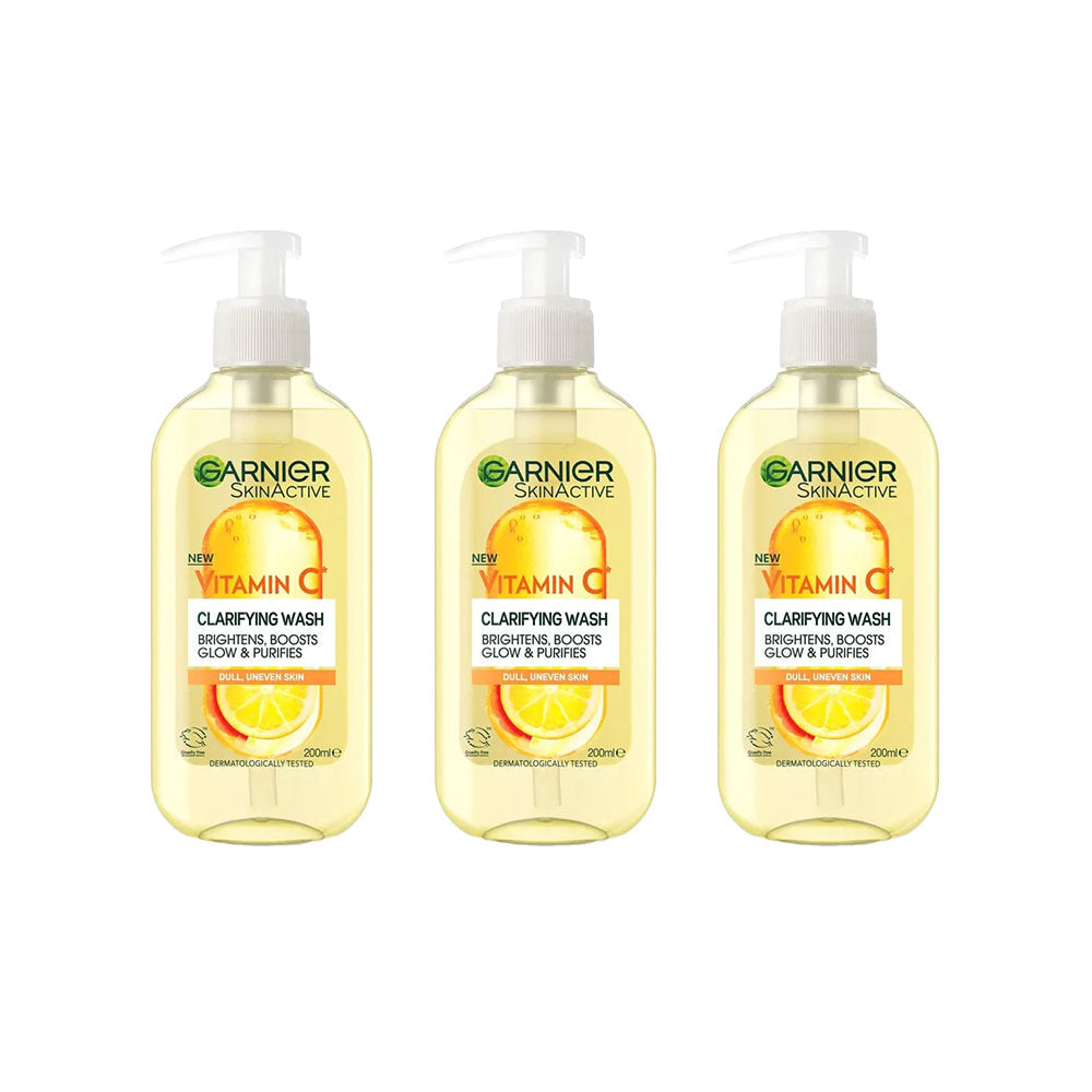 3x Garnier Skin Active Vitamin C Clarifying Wash 200ml