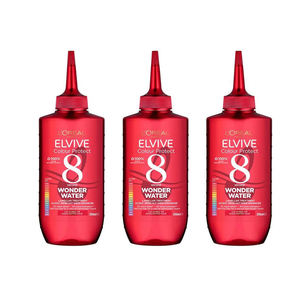 3x L'Oreal Elvive Colour Protect 8 Second Wonder Water 200ml