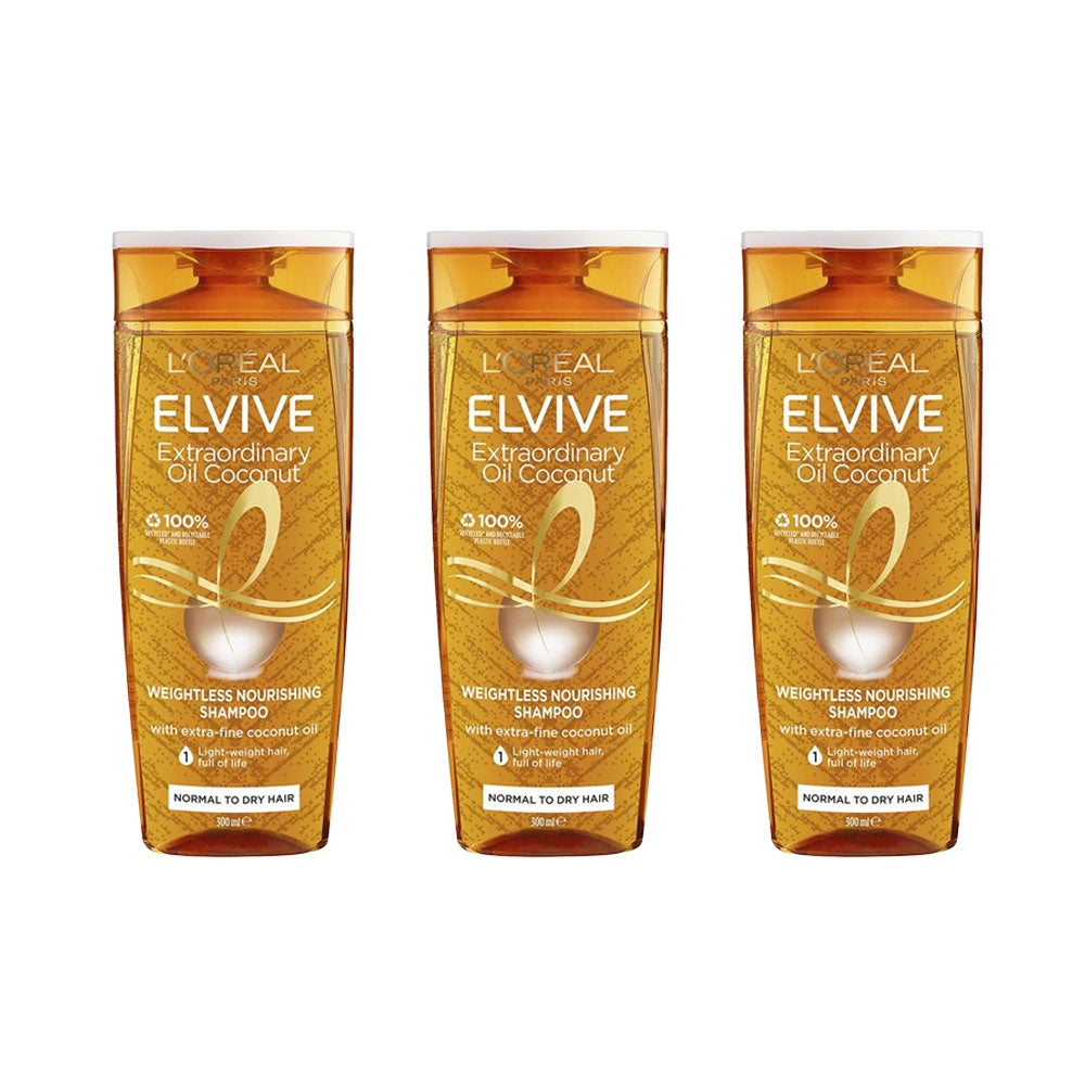 3x L'Oreal Elvive Extraordinary Oil Coconut Shampoo 300ml