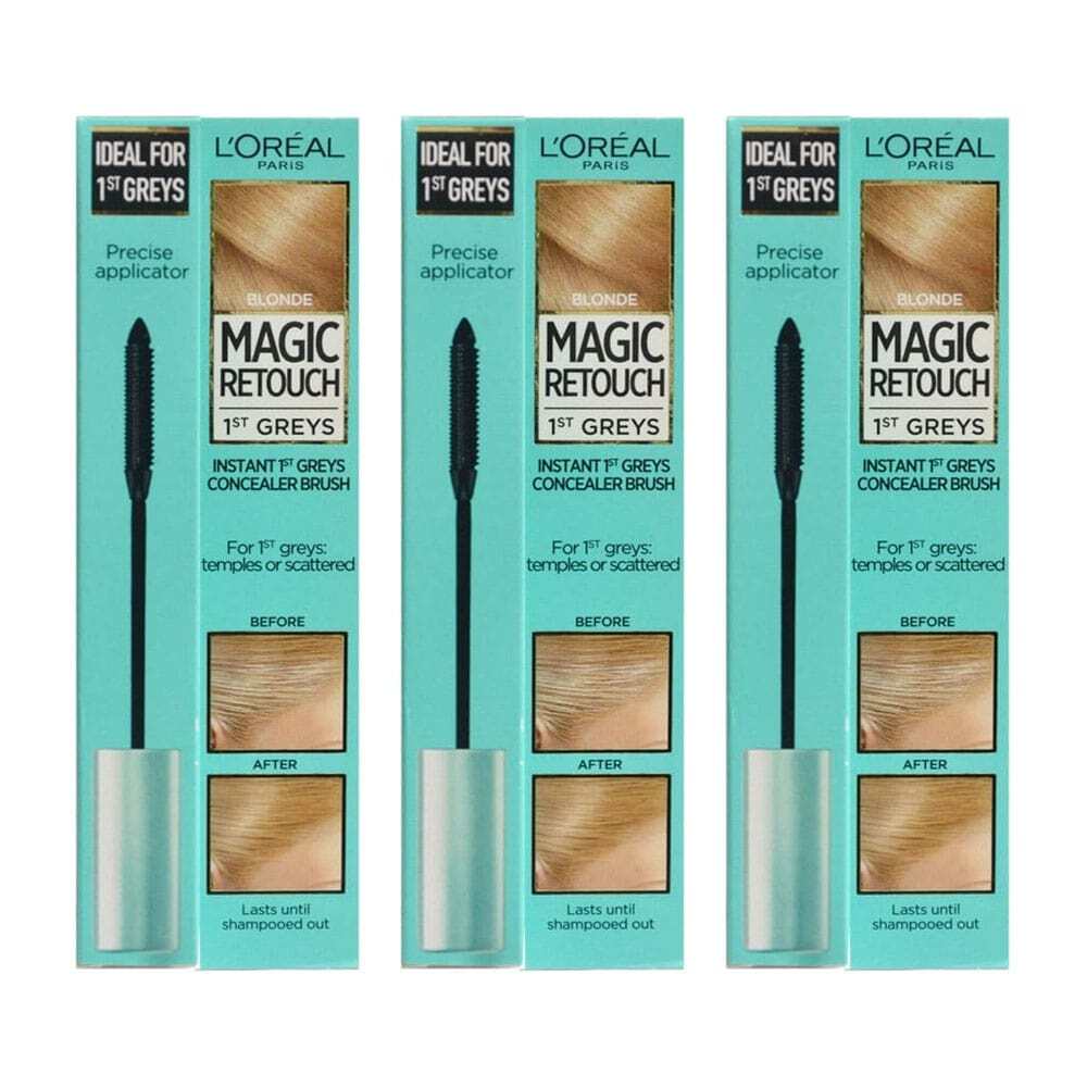 3x L'Oreal Magic Retouch Precision Instant Grey Concealer Brush Blonde 8ml slider