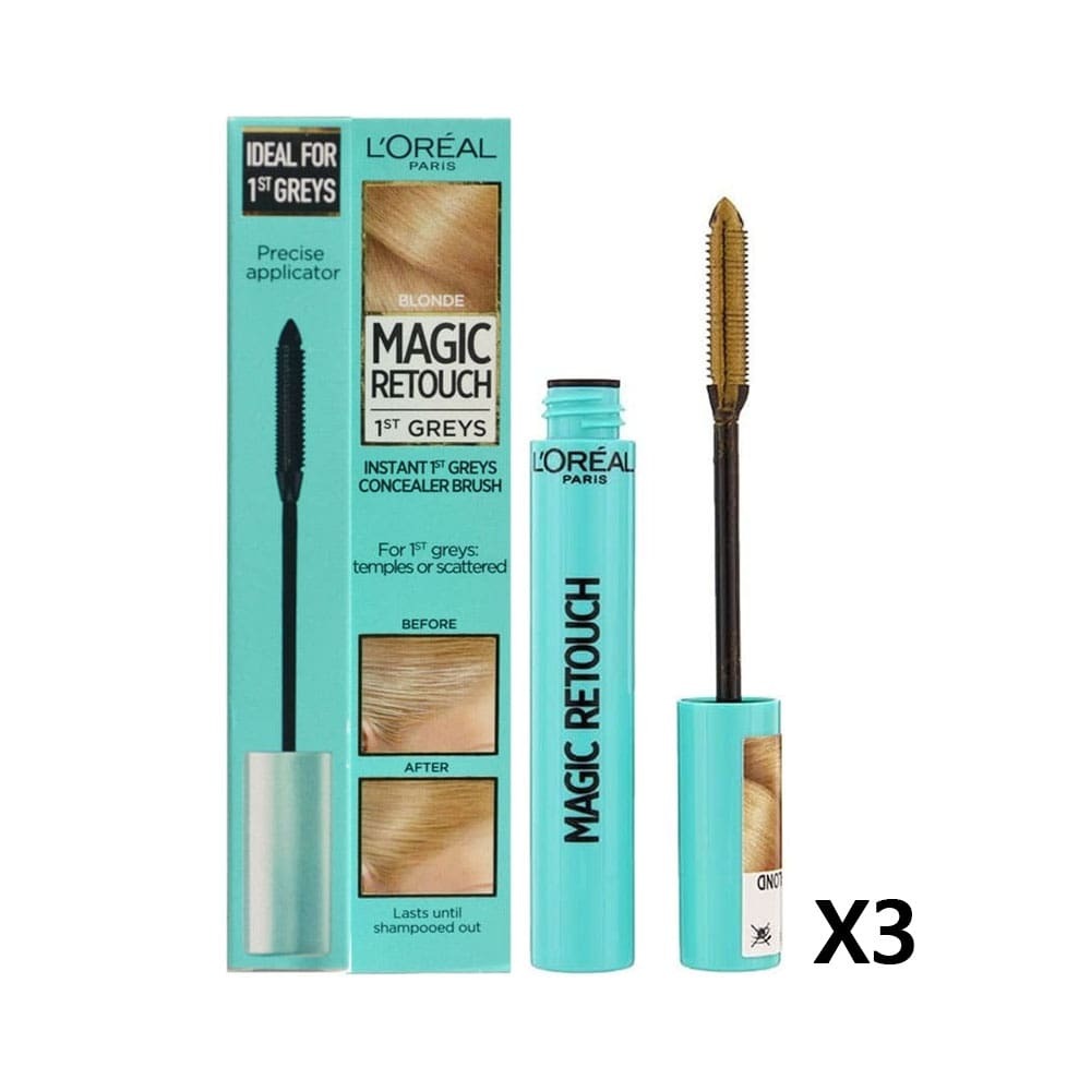 3x L'Oreal Magic Retouch Precision Instant Grey Concealer Brush Blonde 8ml slider