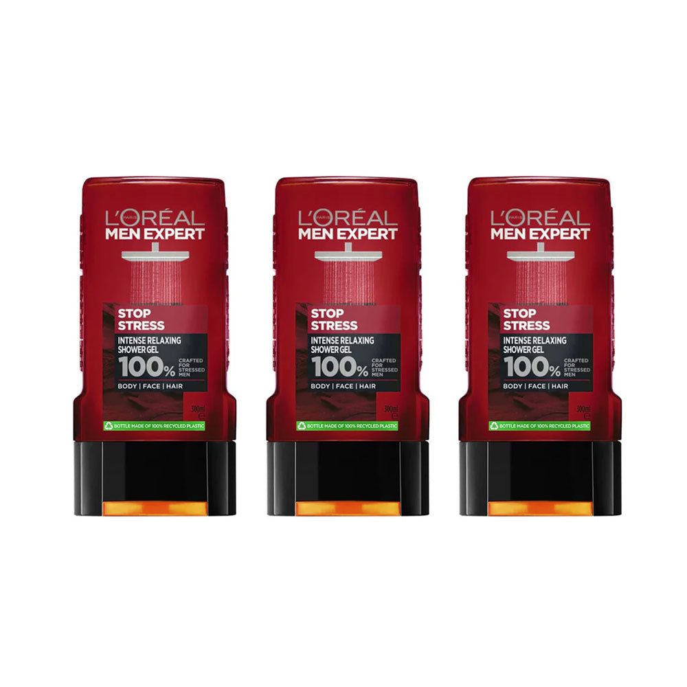 3x L'Oreal Men Expert Shower Gel Stop Stress 300ml