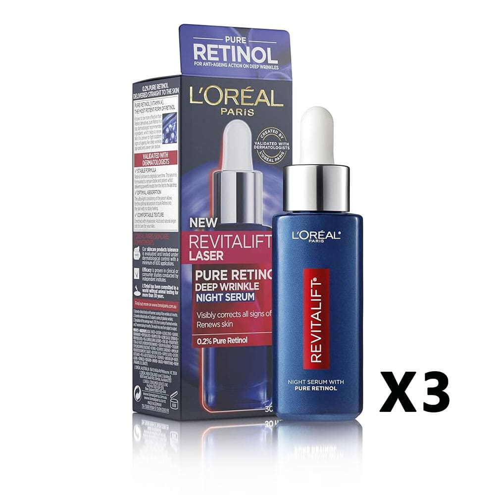 3x L'Oreal Revitalift Laser Pure Retinol Night Serum 30ml slider