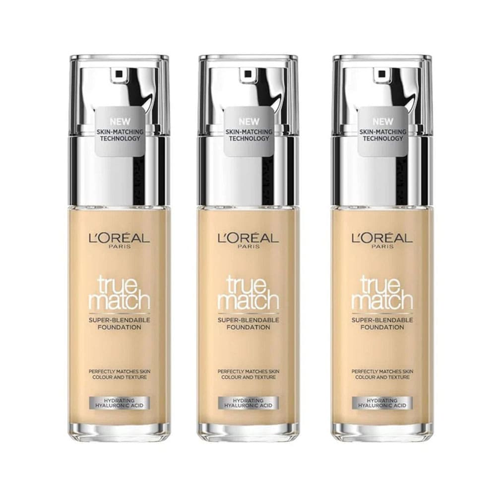 3x L'Oreal True Match Super Blendable Foundation 1D/1W Warm Undertone 30ml slider