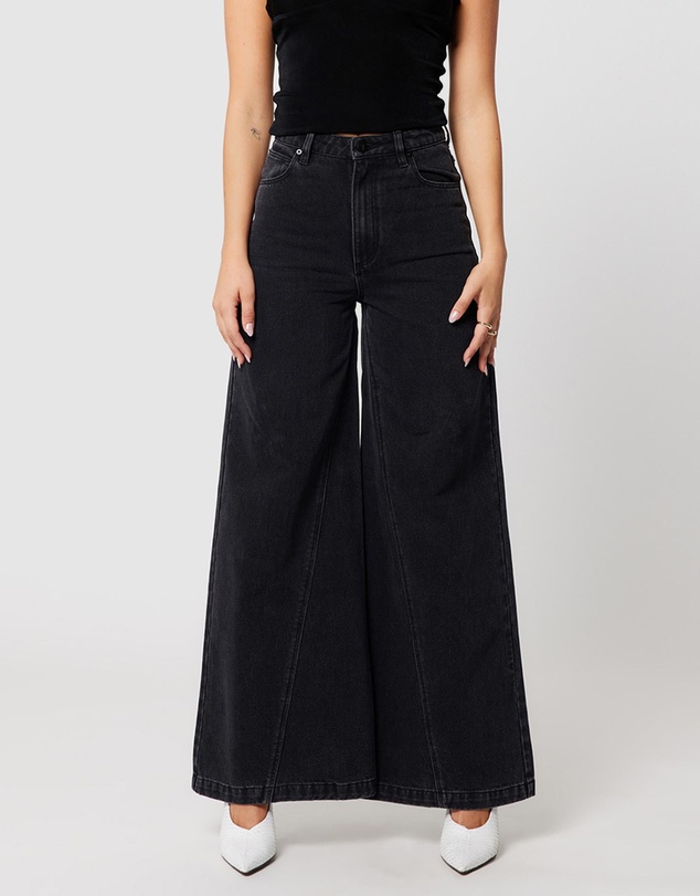94 High & Super Wide Jeans - Washed Black