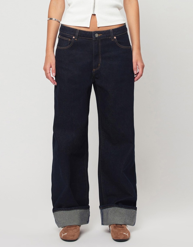 95 Mid Baggy Richie Turn Up Jeans - Rinse Denim