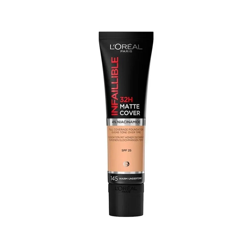 L'Oreal Paris Foundation Infaillible 32H Matte Cover Spf25 145 Warm Undertone 30ml slider