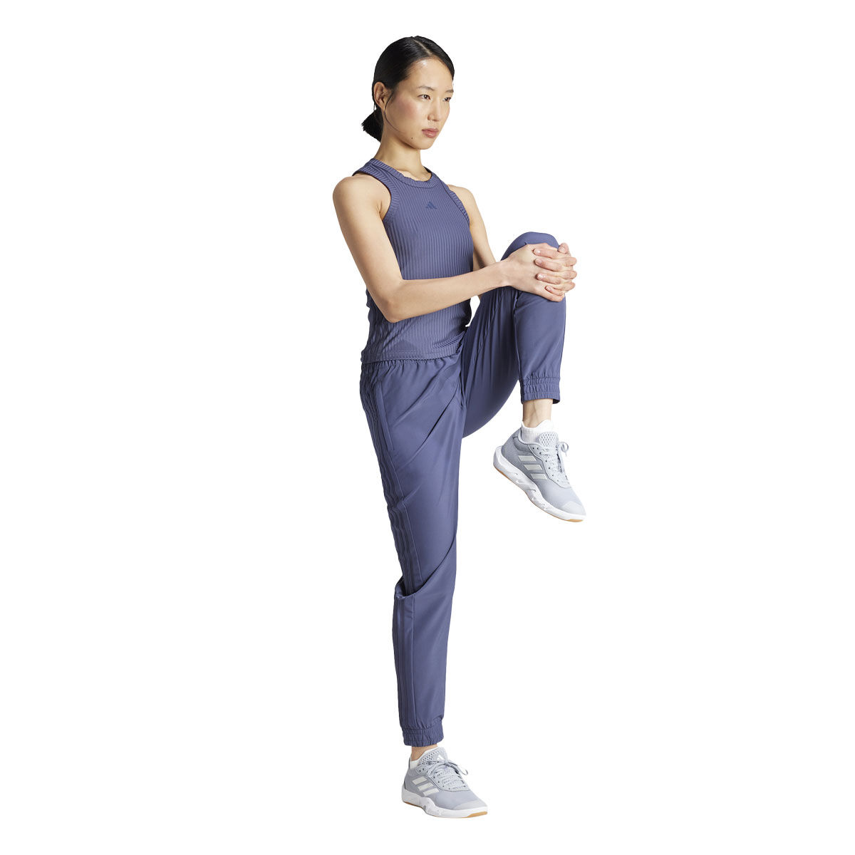 adidas Womens AEROREADY All Gym 3-Stripes Rib Tank - Navy slider