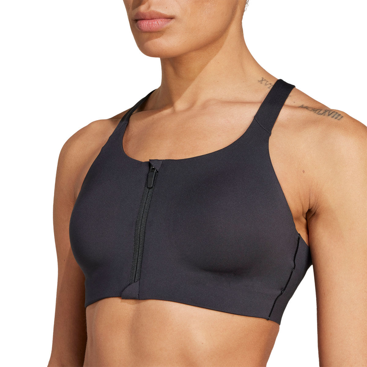 adidas Womens AEROREADY Impact Luxe High Support Zip Sports Bra - Black slider