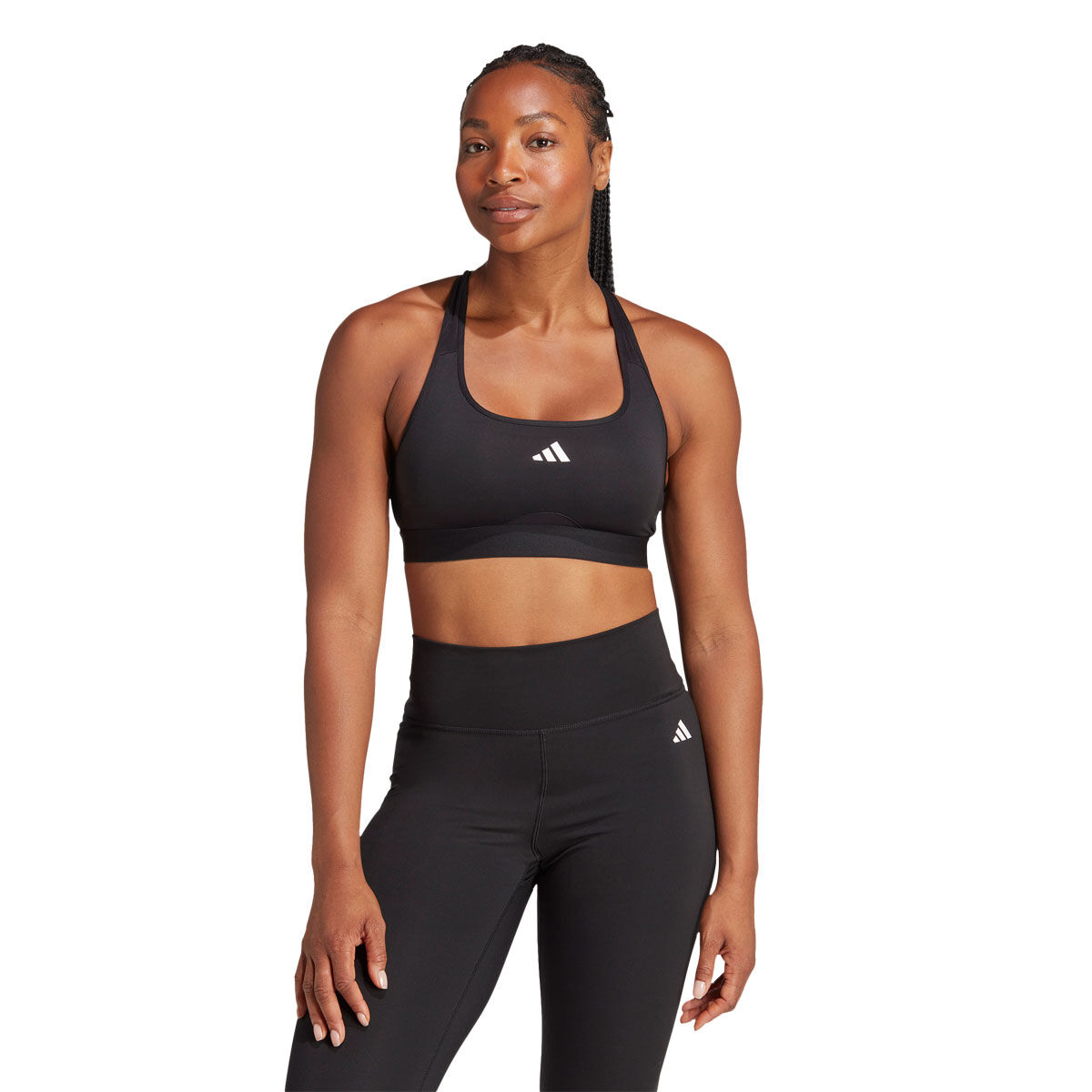 adidas Womens AEROREADY PowerReact Medium Support Training Sports Bra - Black slider