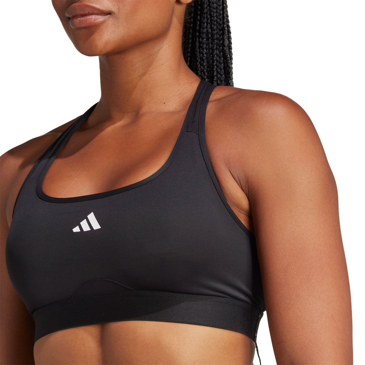 adidas Womens AEROREADY PowerReact Medium Support Training Sports Bra - Black slider