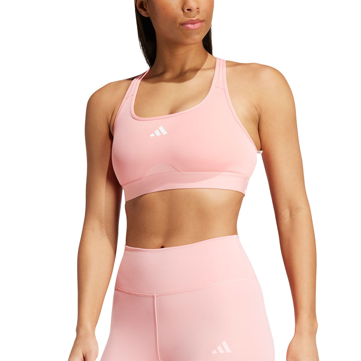 adidas Womens AEROREADY PowerReact Medium Support Training Sports Bra - White slider