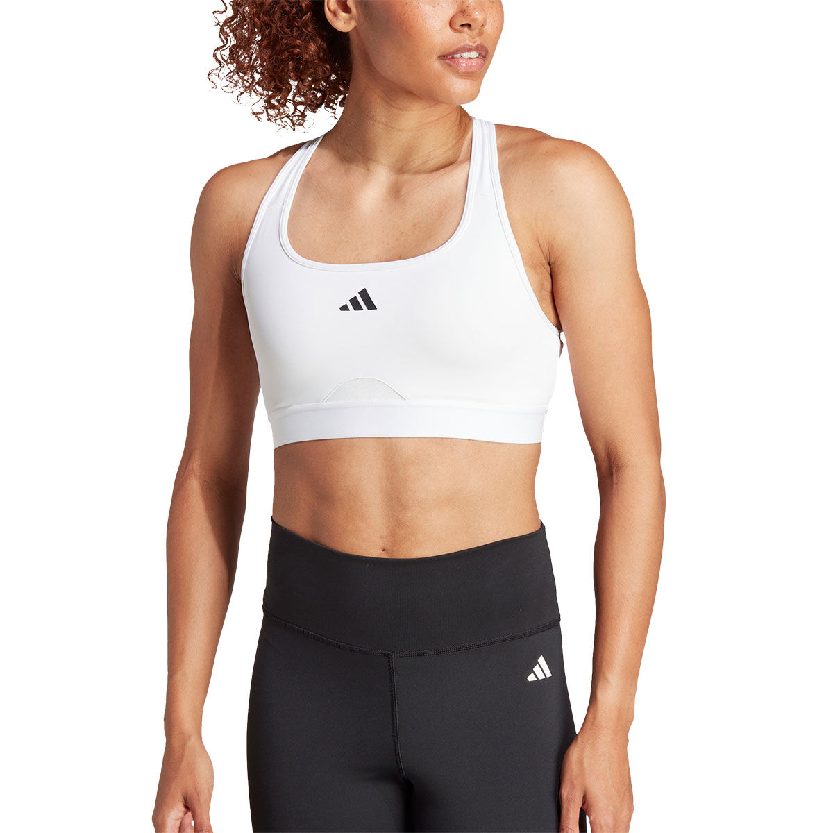 adidas Womens AEROREADY PowerReact Medium Support Training Sports Bra - White slider