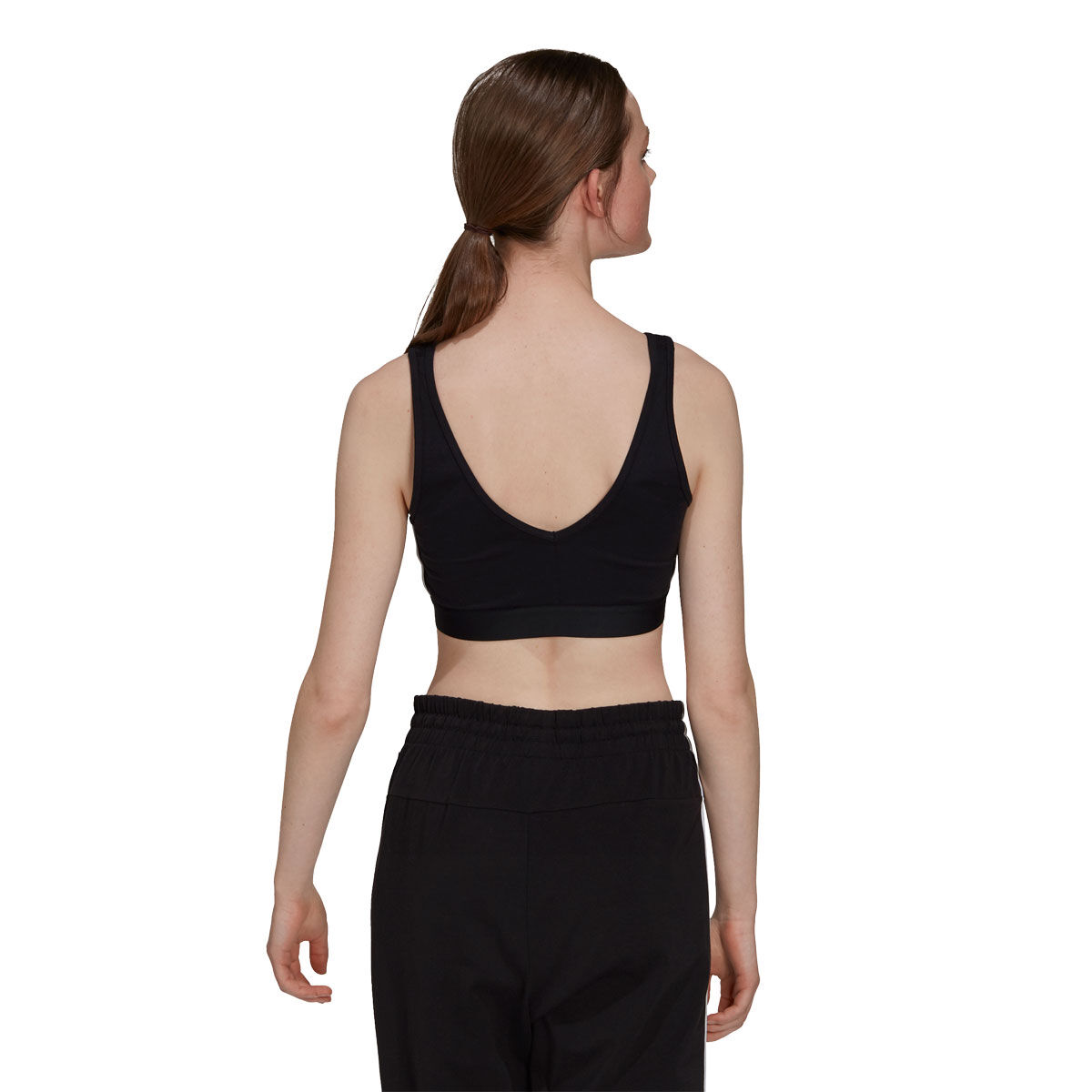 adidas Womens Essentials 3-Stripes Crop Top - Black slider