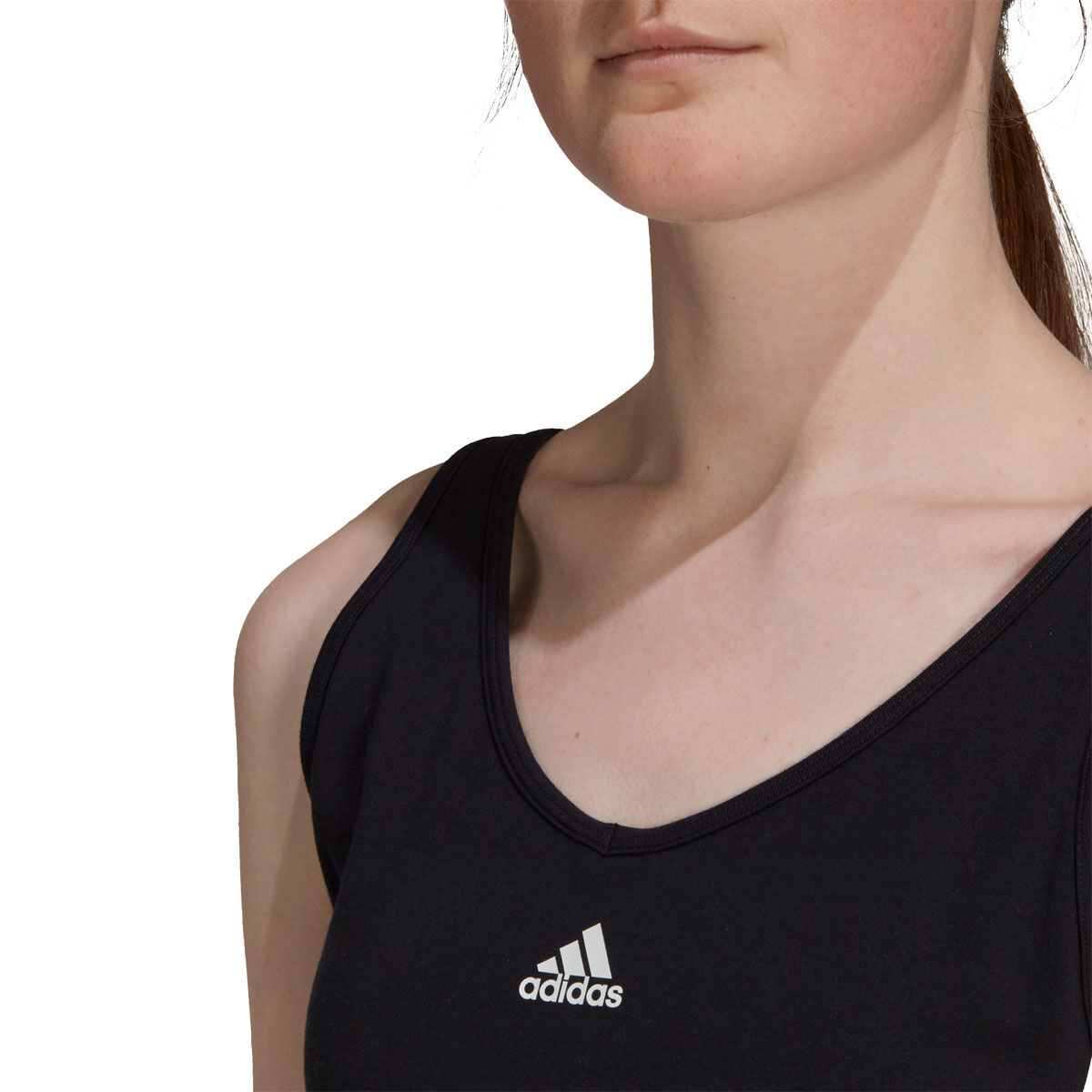 adidas Womens Essentials 3-Stripes Crop Top - Black slider