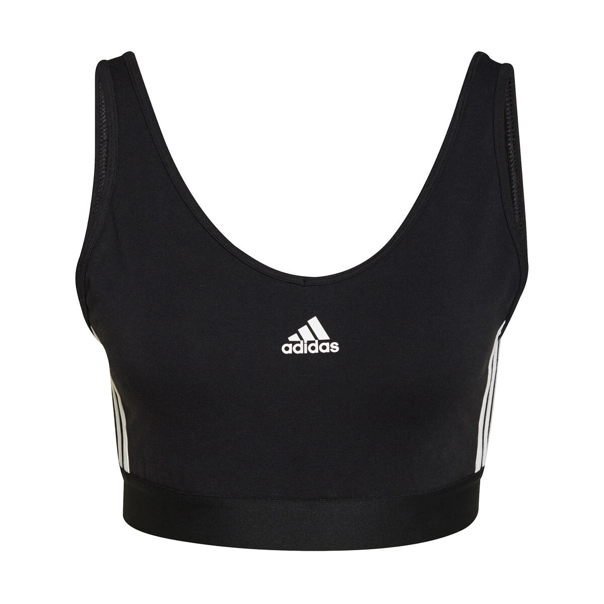 adidas Womens Essentials 3-Stripes Crop Top - Black slider