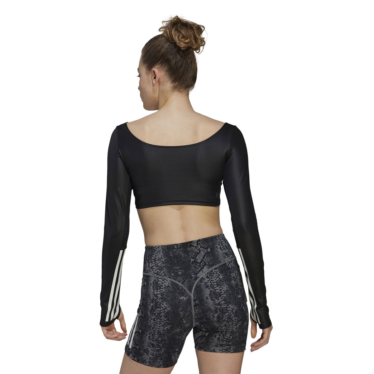 adidas Womens Hyperglam Long Sleeve Cropped Top - Black slider