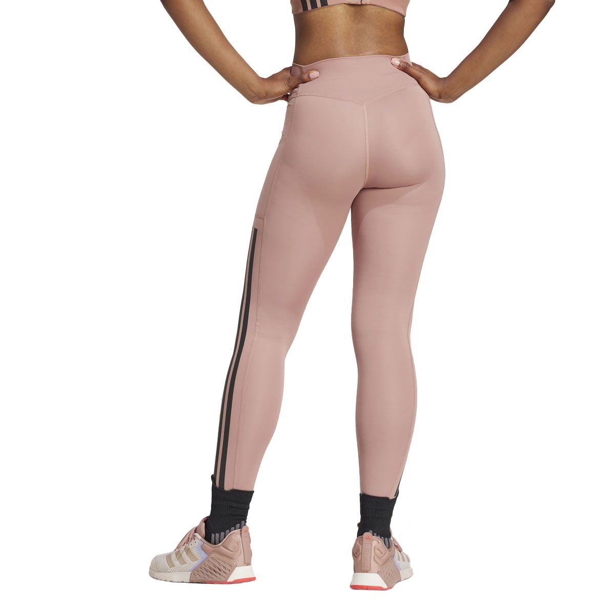 Adidas Womens Optime 3 Stripes Full Length Leggings - Clay slider