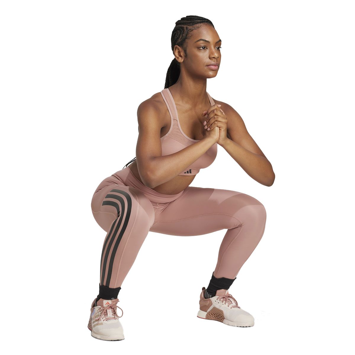 Adidas Womens Optime 3 Stripes Full Length Leggings - Clay slider