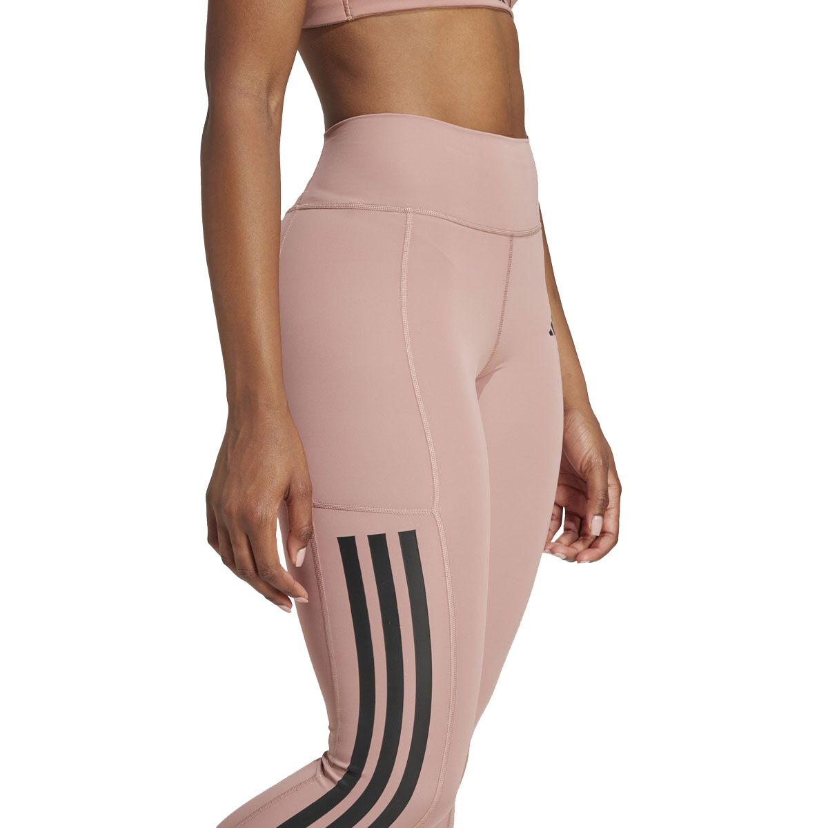 Adidas Womens Optime 3 Stripes Full Length Leggings - Clay slider