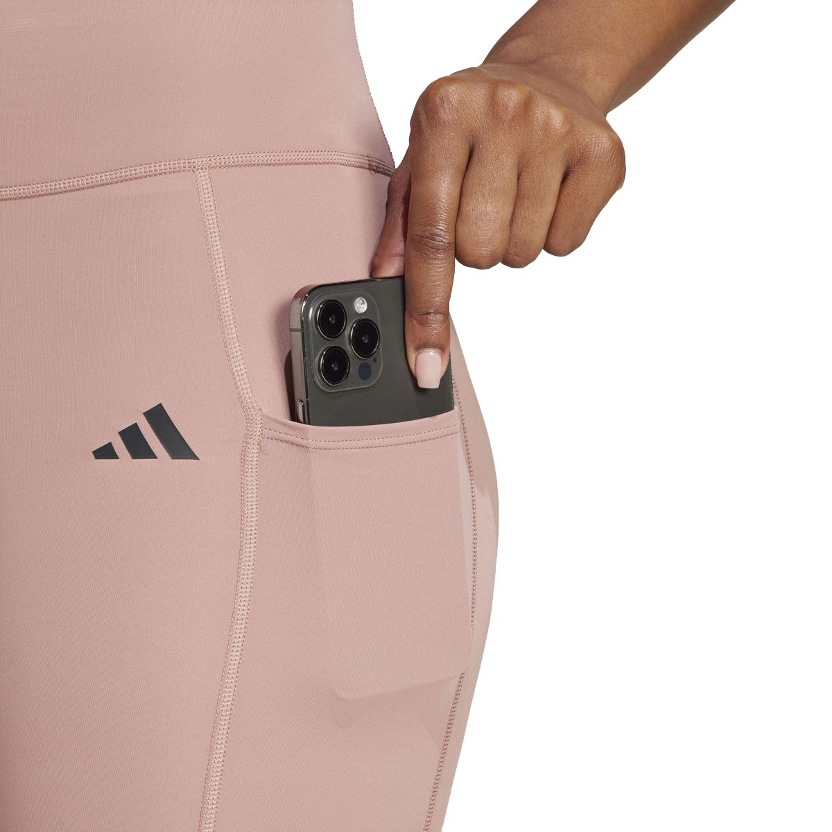 Adidas Womens Optime 3 Stripes Full Length Leggings - Clay slider