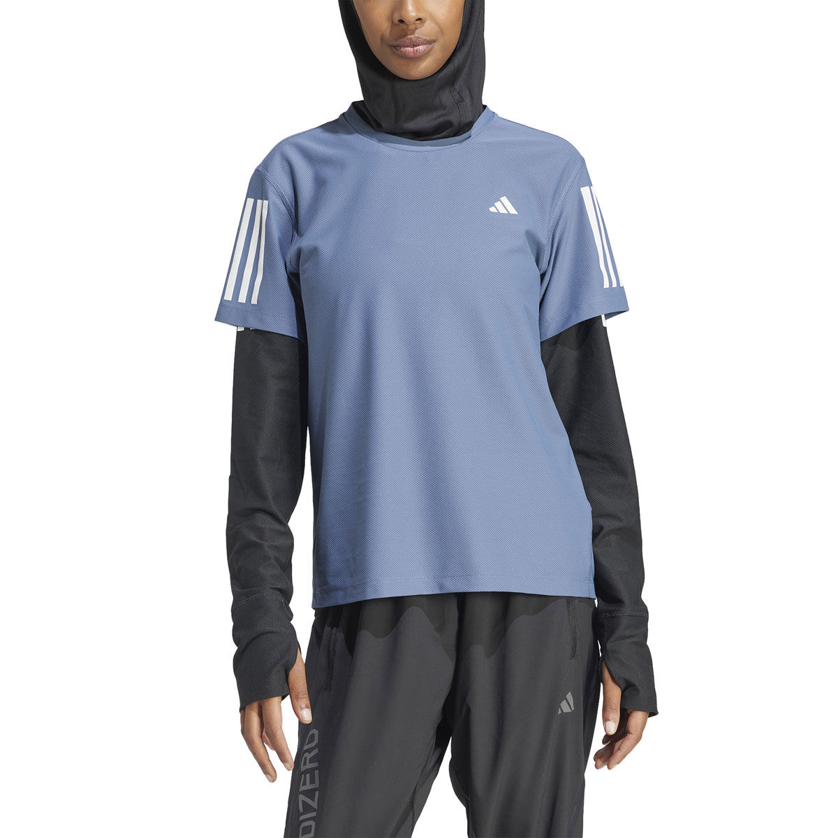 adidas Womens Own The Run AEROREADY Running Tee - Blue slider