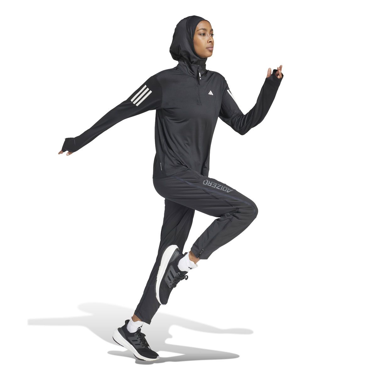 adidas Womens Own the Run Half Zip Running Top - Black slider