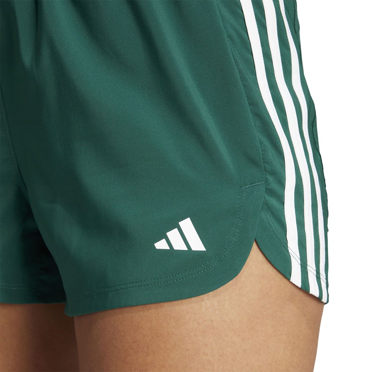 adidas Womens Pacer 3 Stripes Training High Rise Shorts - Green slider