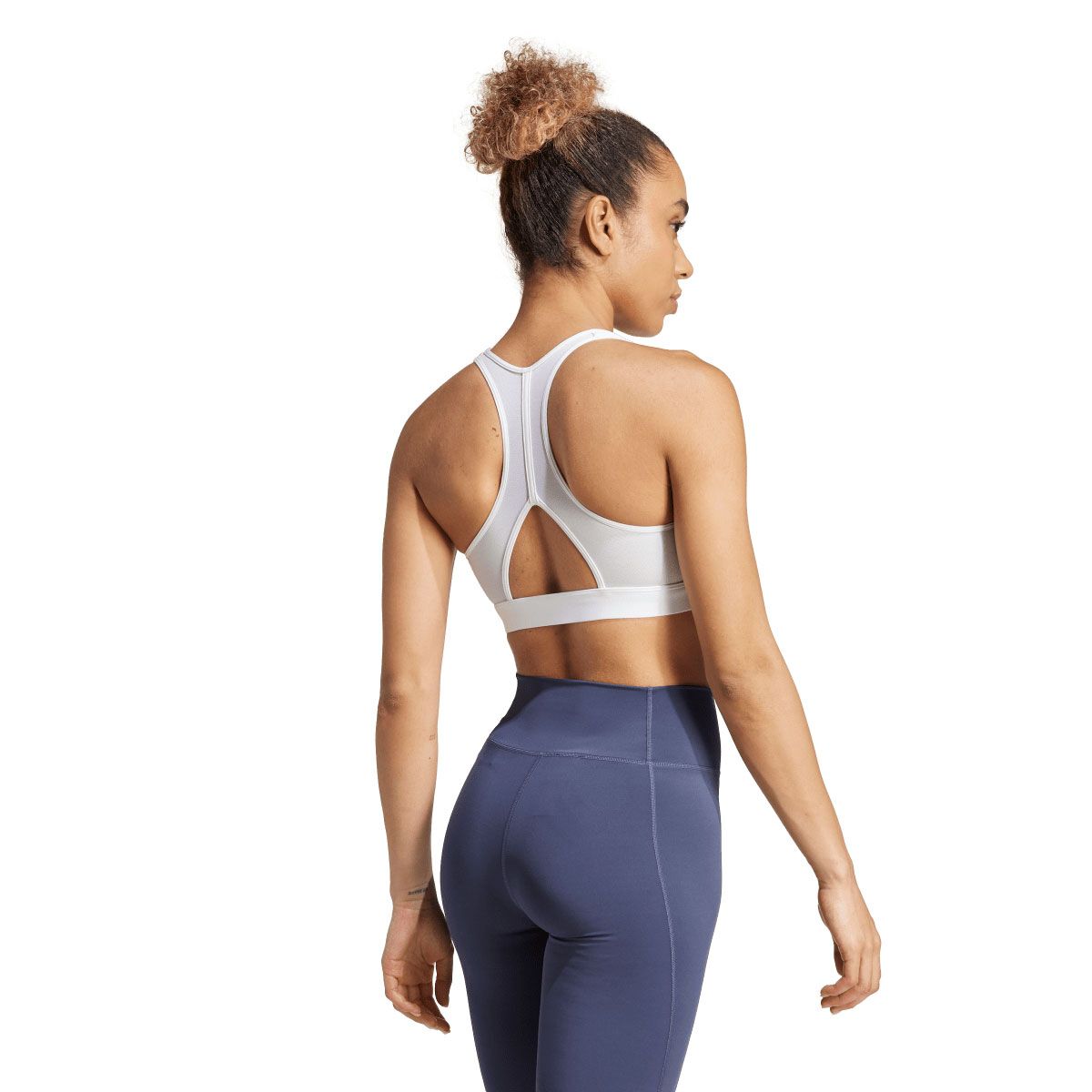 adidas Womens PowerReact Graphic Sports Bra - White slider