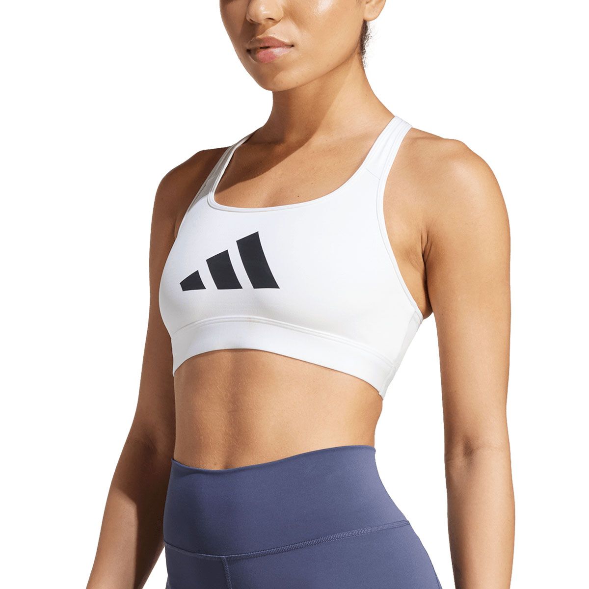 adidas Womens PowerReact Graphic Sports Bra - White slider