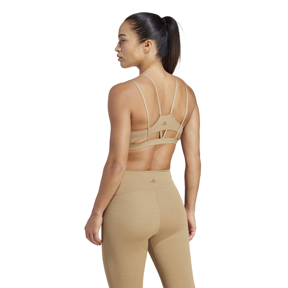 adidas Womens Yoga Studio Luxe Light Support Sports Bra - Beige slider