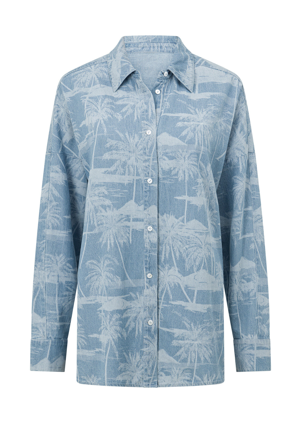 Aloha Denim Button Up Shirt - Aloha Blues Print slider