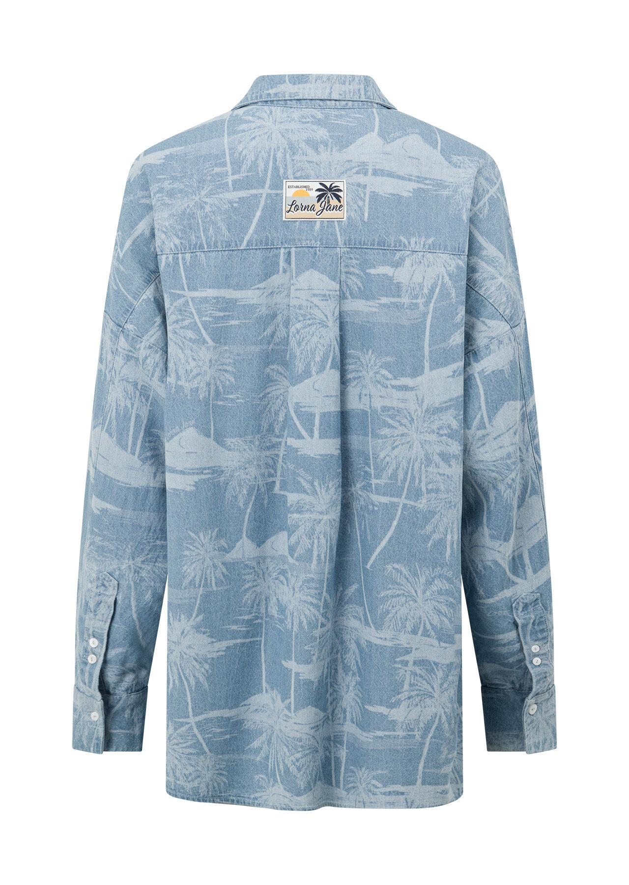 Aloha Denim Button Up Shirt - Aloha Blues Print slider