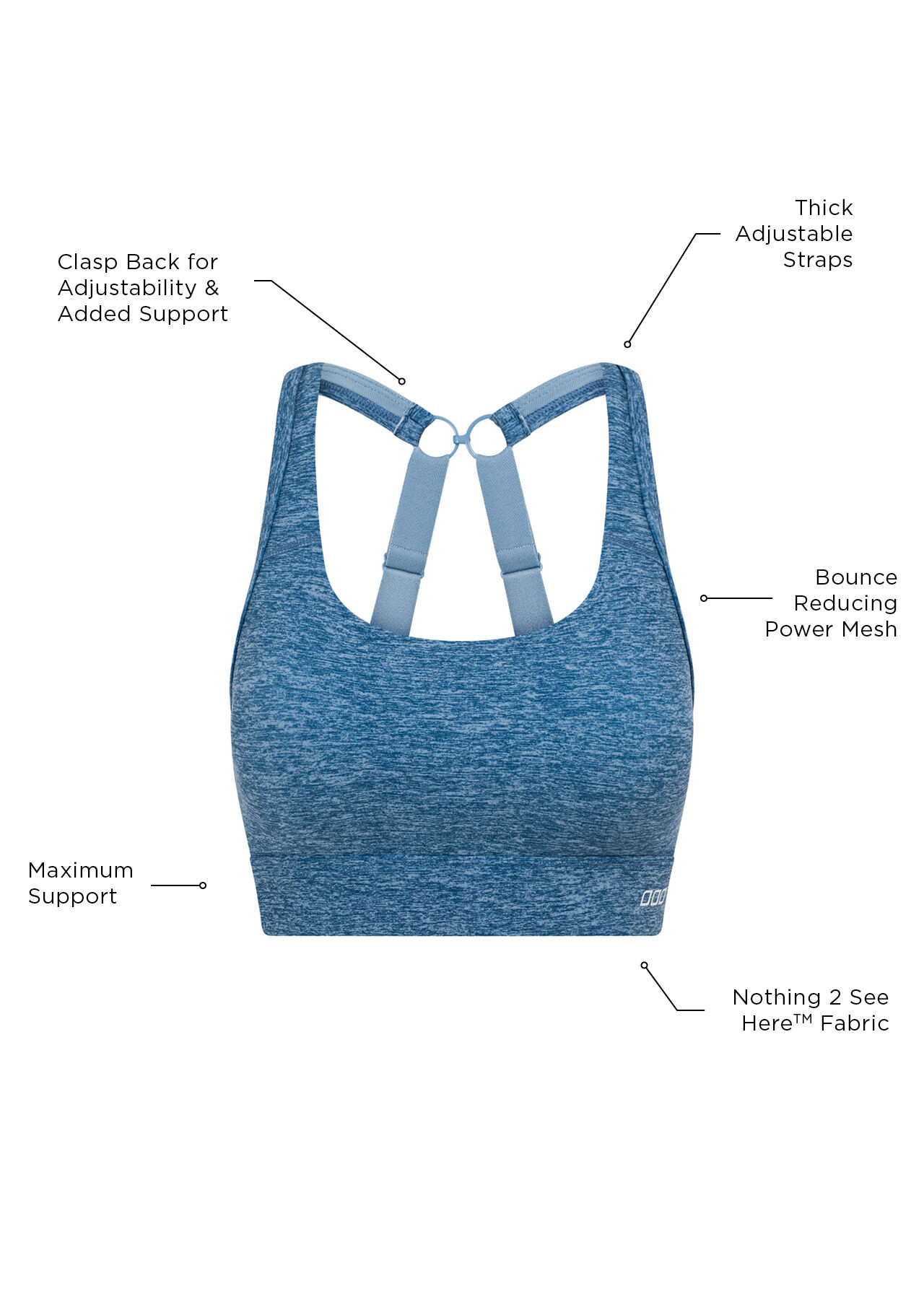 Amy Maximum Support Sports Bra - Washed Out Blue Marl Print slider