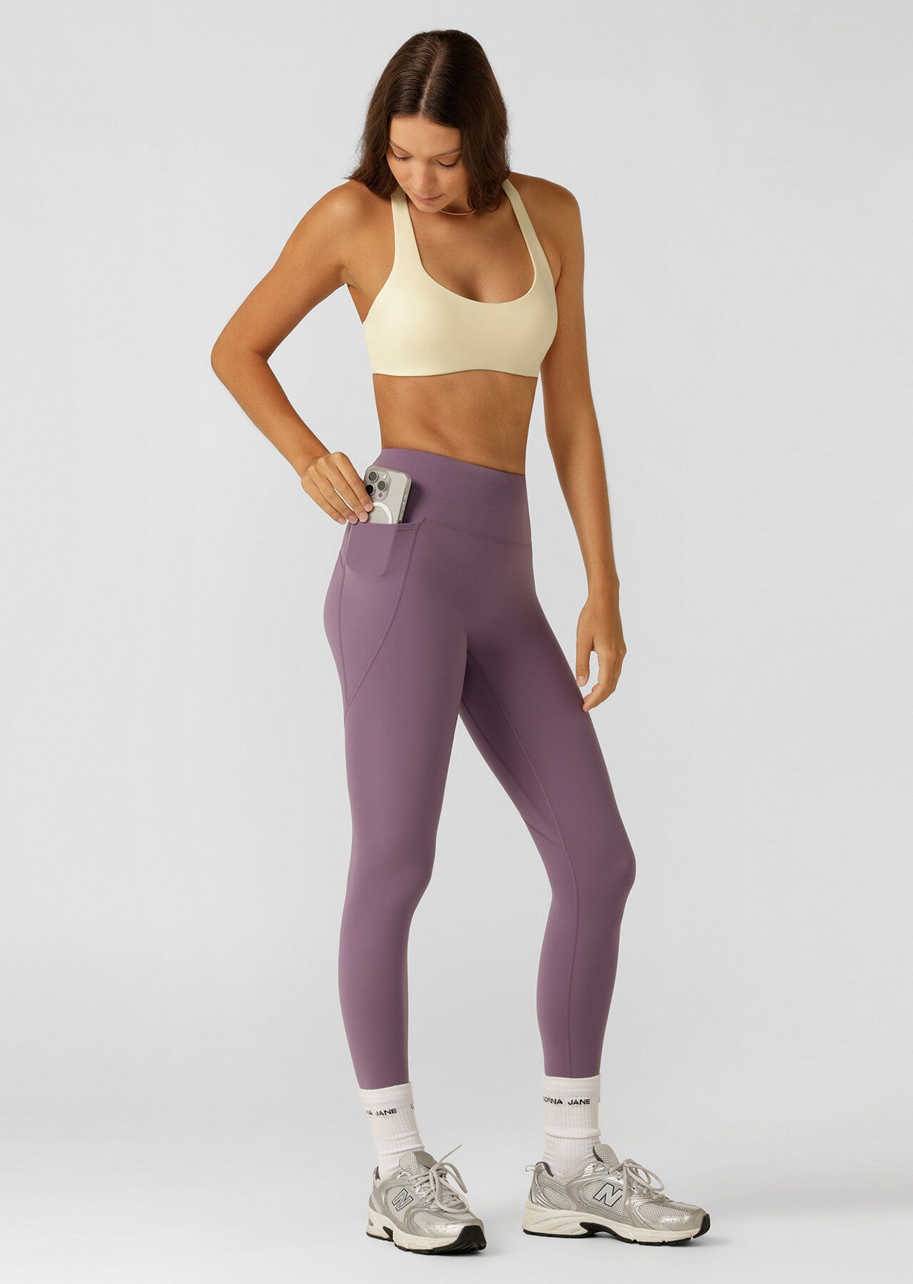 Amy No Ride Phone Pocket Ankle Biter Leggings - Grape slider