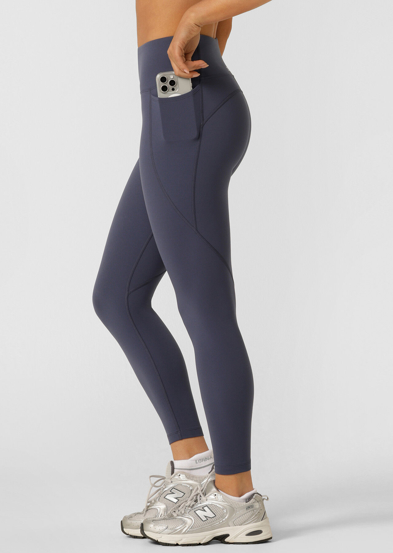 Amy Phone Pocket Ankle Biter Tech Leggings - Ash Blue slider