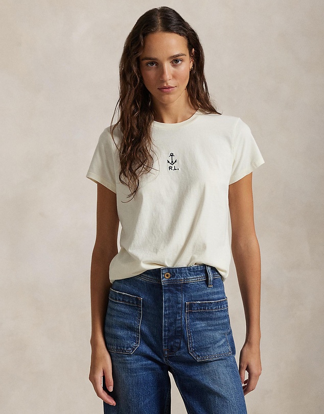 Anchor Logo Cotton Jersey Tee -ICONIC EXCLUSIVE - Clubhouse Cream