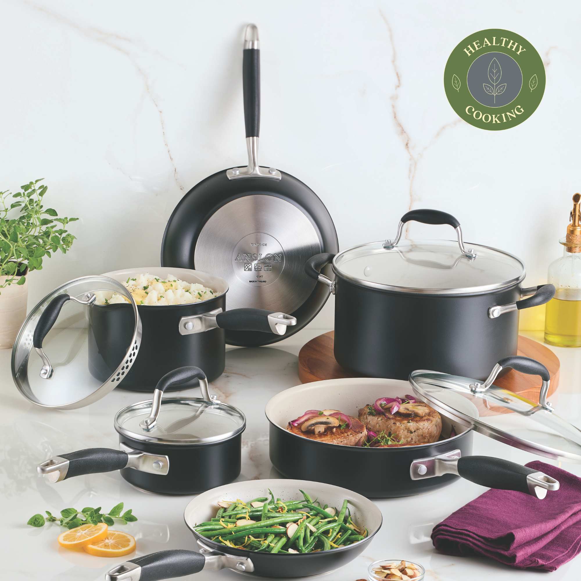 Anolon Advanced Ceramic Nonstick Induction 10 Piece Cookware Set slider