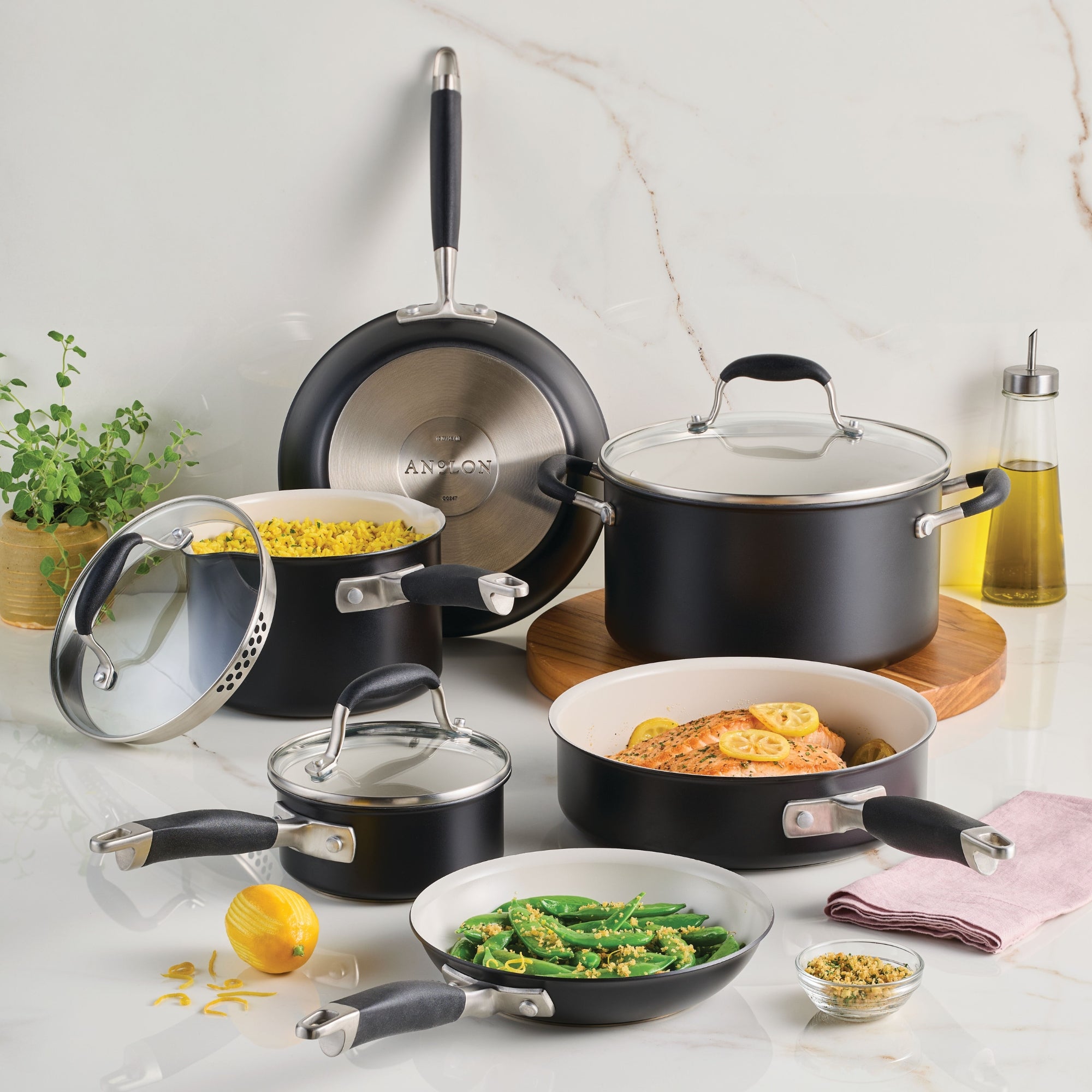 Anolon Advanced Ceramic Nonstick Induction 9 Piece Cookware Set slider