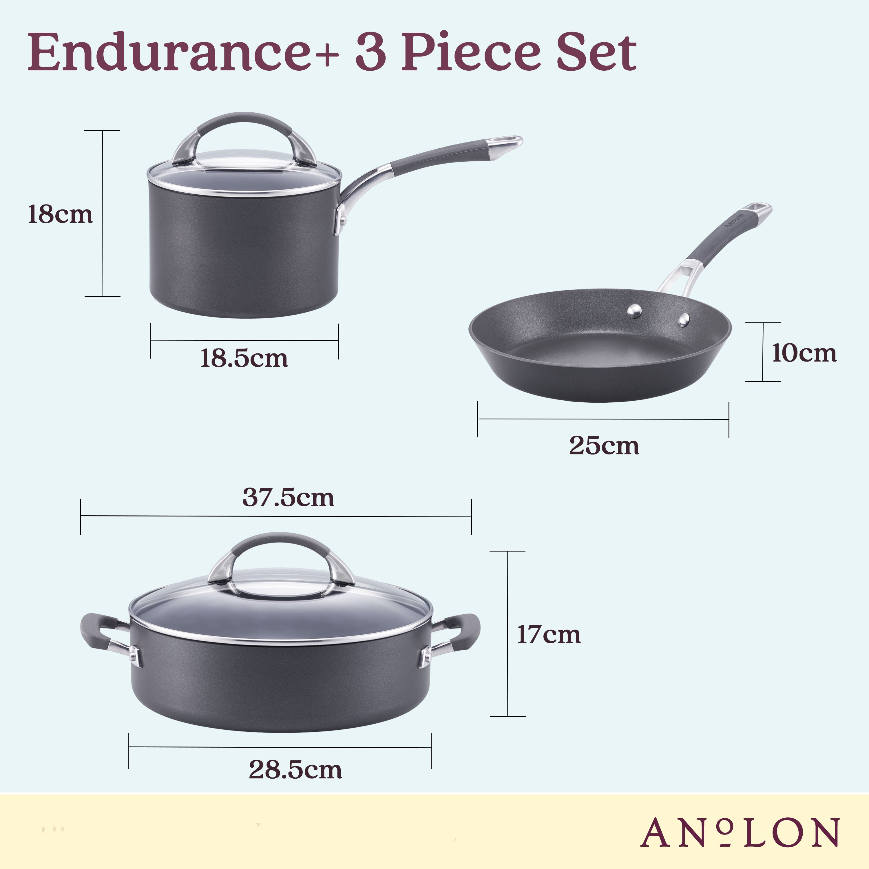 Anolon Endurance+ Nonstick Induction 3 Piece Cookware Set slider